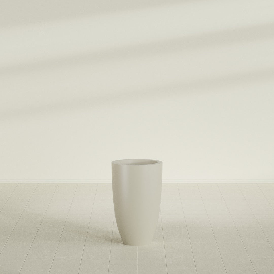 Brannan Medium Round Fiberglass Planter - 18 in x 18 in x 29 in - Satin Beige - Satin Beige,18 in x 18 in x 29 in