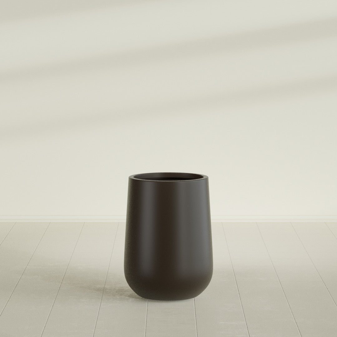 Tall Hayden Medium Round Fiberglass Planter - 15 in x 15 in x 23 in - Matte Brown - Matte Brown,15 in x 15 in x 23 in
