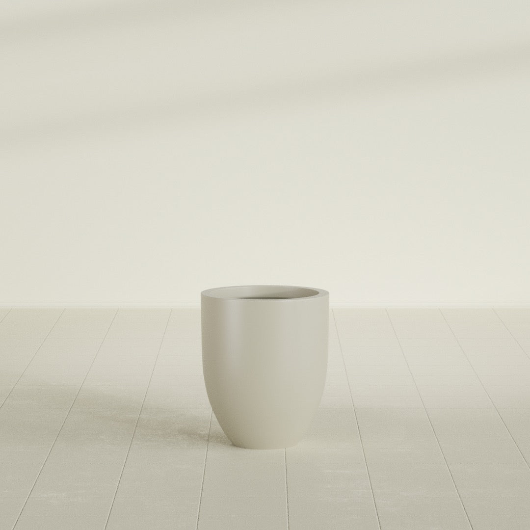 Valencia Small Round Fiberglass Planter - 15 in x 15 in x 18 in - Satin Beige - Satin Beige,15 in x 15 in x 18 in