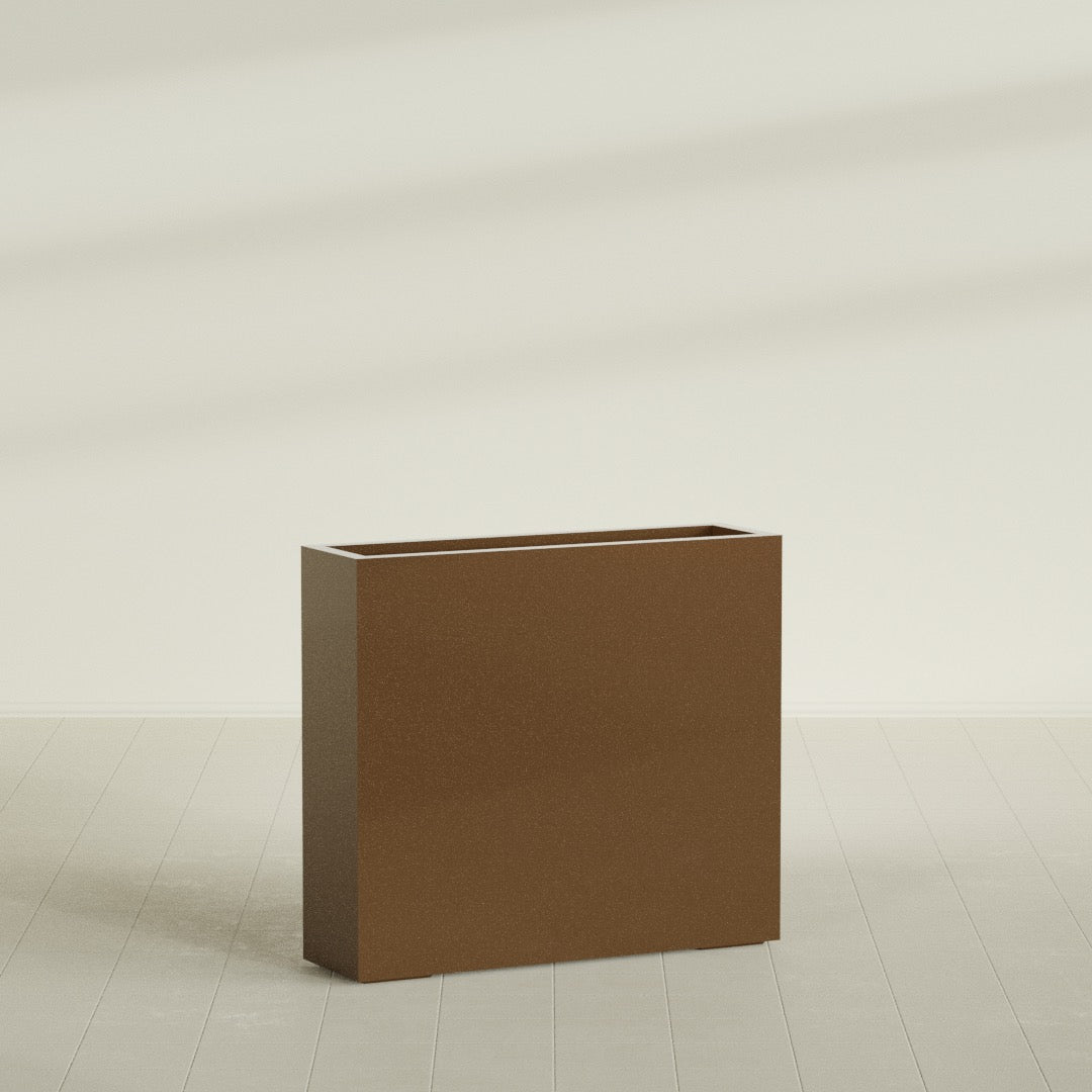 Amesbury Large Narrow Rectangle Fiberglass Planter - 36 in x 10 in x 32 in - Metallic Bronze - Metallic Bronze,36 in x 10 in x 32 in