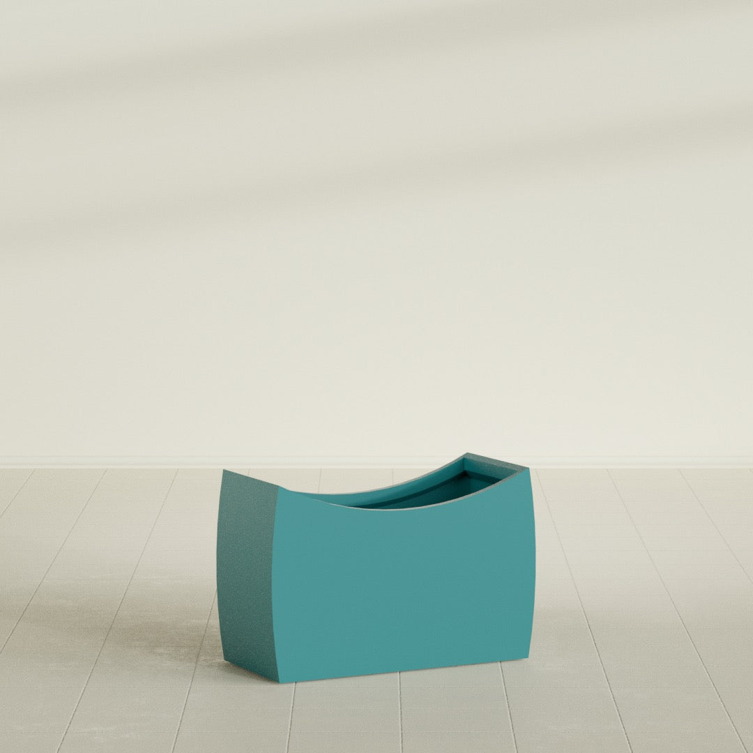 Seoul Large Curved Abstract Fiberglass Planter - 36 in x 16 in x 24 in - Satin Sea Foam - Satin Sea Foam,36 in x 16 in x 24 in