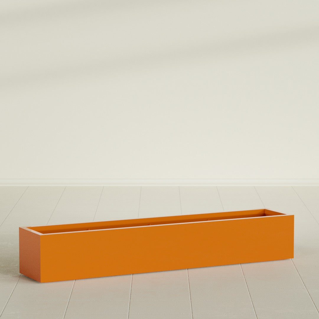 Cuba Extra Large Long Rectangle Fiberglass Planter - 72 in x 14 in x 12 in - Gloss Tangerine - Gloss Tangerine,72 in x 14 in x 12 in