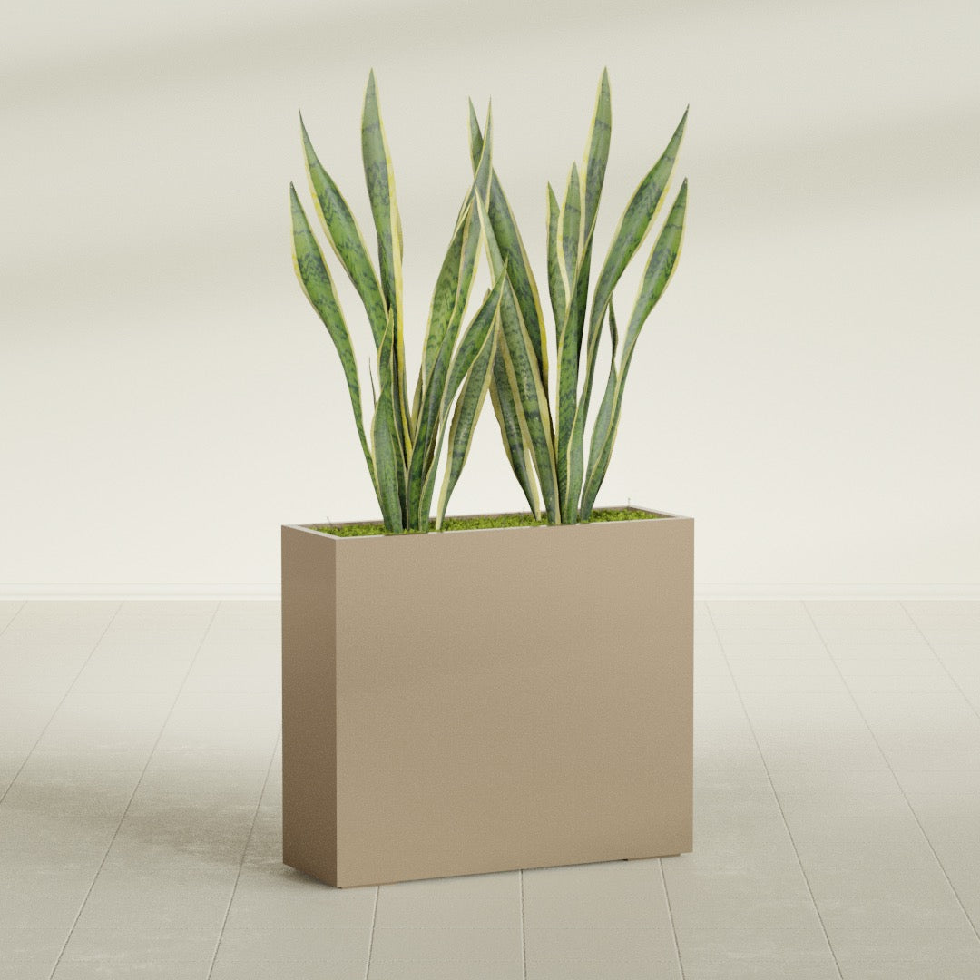 Perth Extra Large Long Rectangle Fiberglass Planter - 48 in x 16 in x 42 in - Metallic Gold - Metallic Gold,48 in x 16 in x 42 in