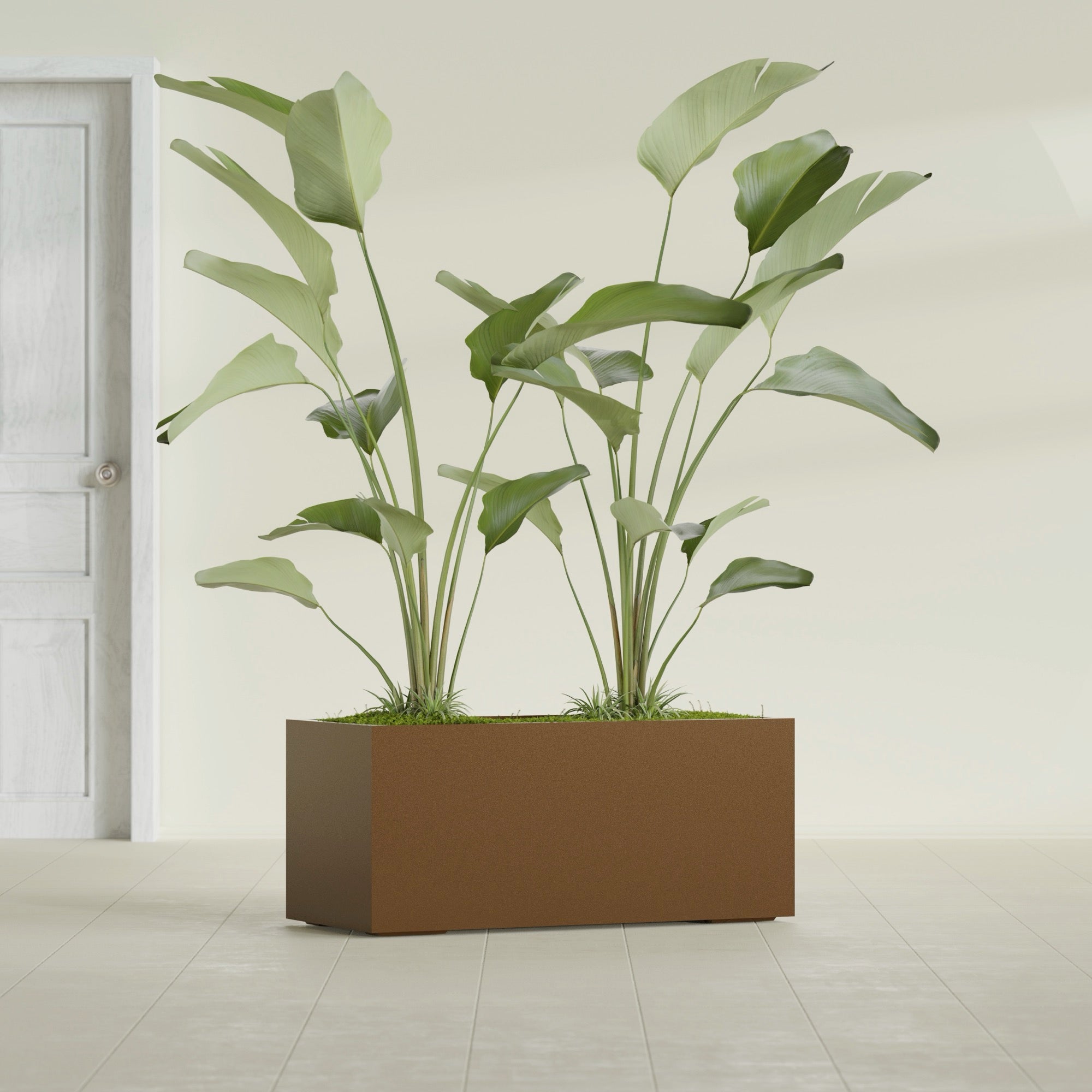 Badalona Large Tall Rectangle Fiberglass Planter - 39 in x 17 in x 17 in - Metallic Bronze - Metallic Bronze,39 in x 17 in x 17 in
