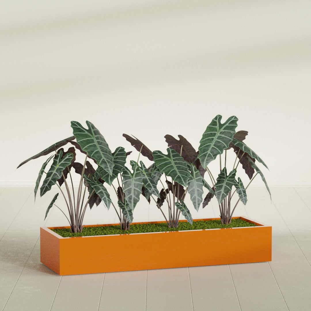 Antwerp Extra Large Long Rectangle Fiberglass Planter - 72 in x 24 in x 12 in - Gloss Tangerine - Gloss Tangerine,72 in x 24 in x 12 in