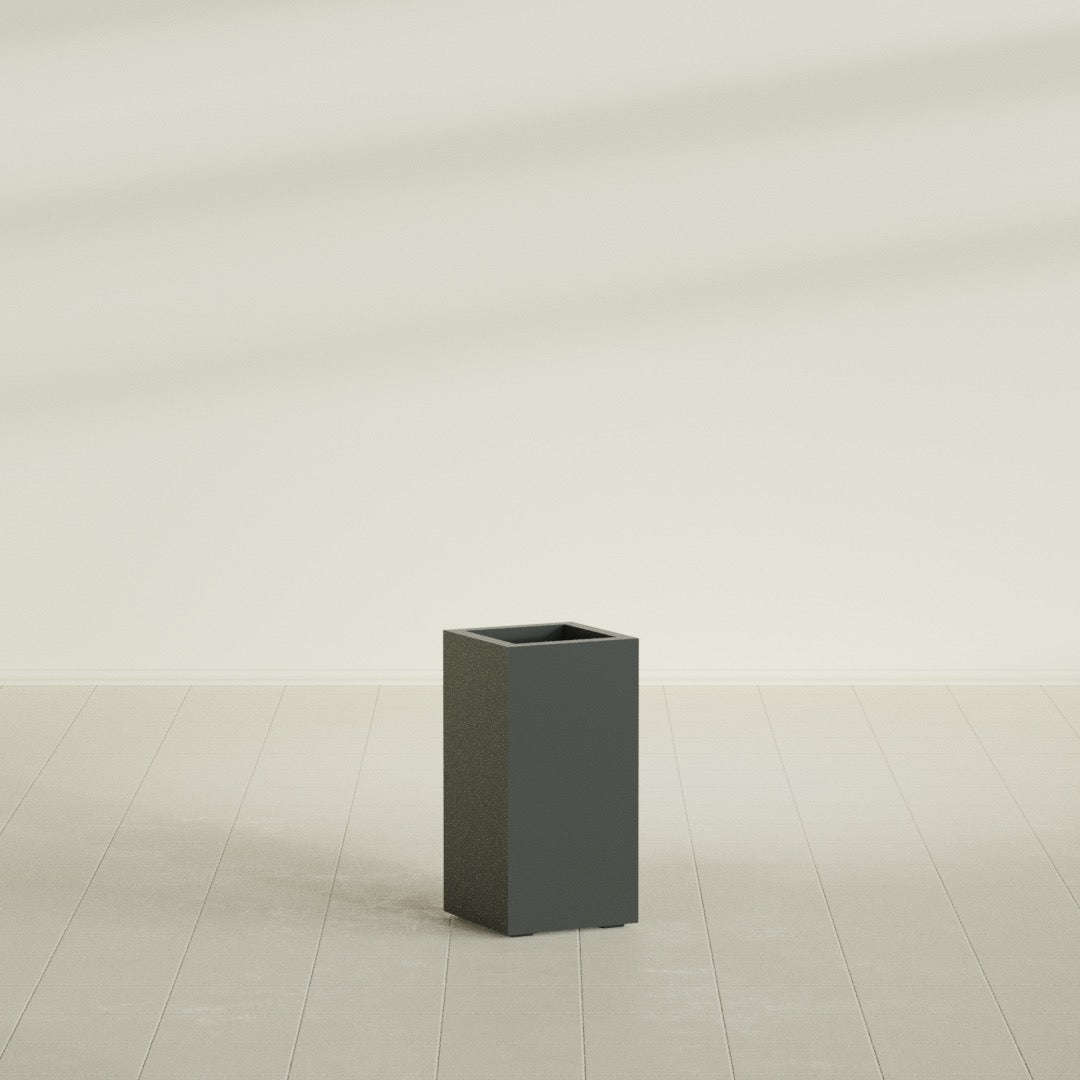 Hollywood Medium Rectangle Fiberglass Planter - 12 in x 12 in x 24 in - Matte Charcoal - Matte Charcoal,12 in x 12 in x 24 in