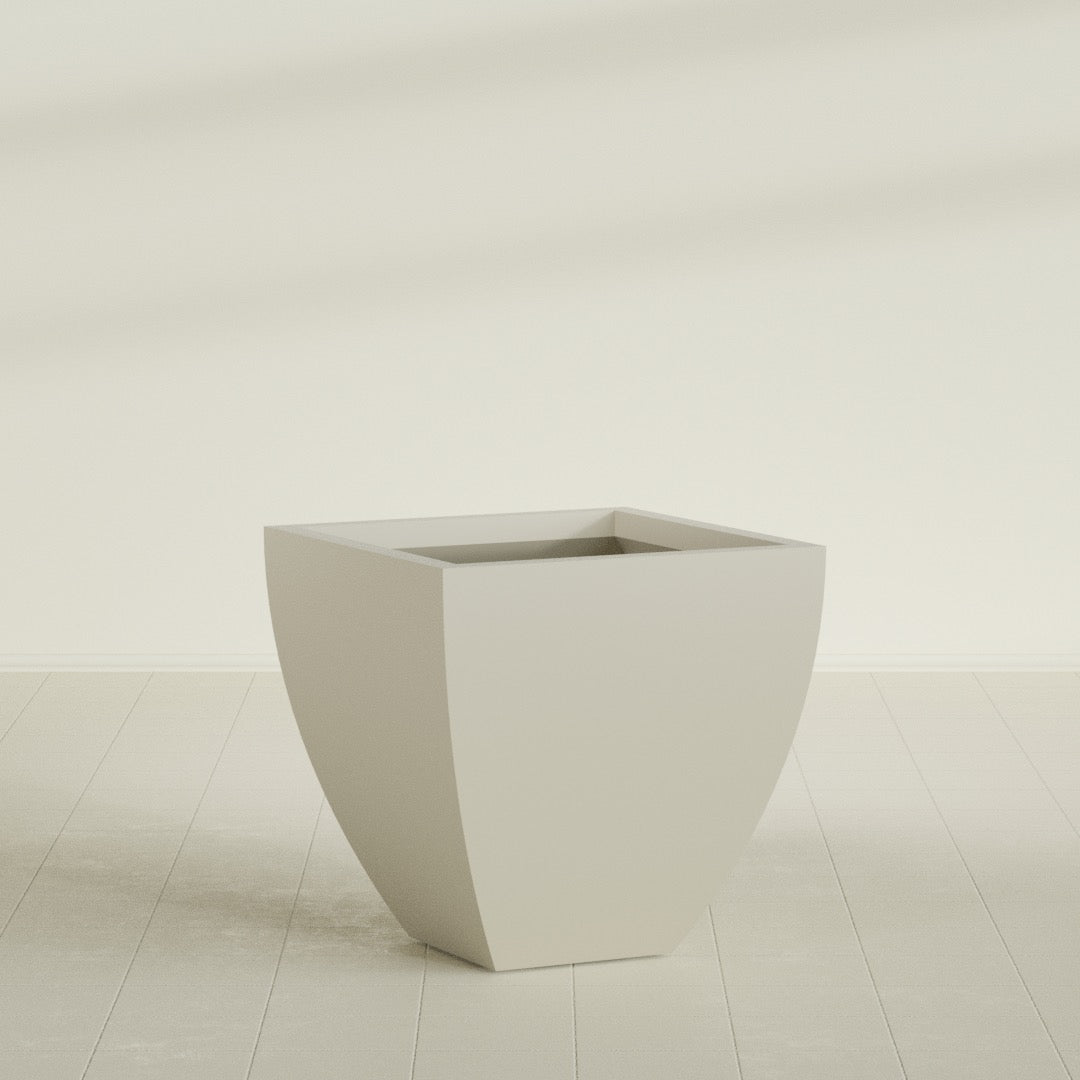 Lima Large Tapered Square Fiberglass Planter - 30 in x 30 in x 30 in - Satin Beige - Satin Beige,30 in x 30 in x 30 in