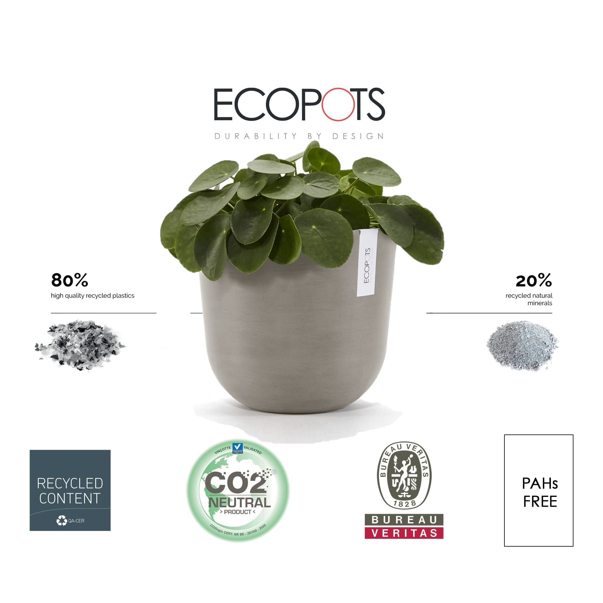 Oslo Small Round Planter - 9.8 in x 9.8 in x 8.5 in - Taupe - Taupe,9.75 in x 9.75 in x 8.5 in,Planter Only