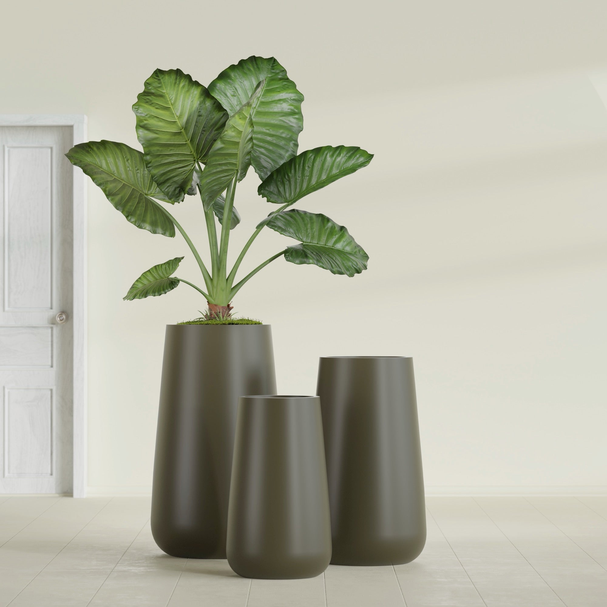 Saigon Large Tapered Round Planter - 16 in x 21 in x 36 in - Matte Bronze - Matte Bronze,16.4 in x 20.7 in x 36 in