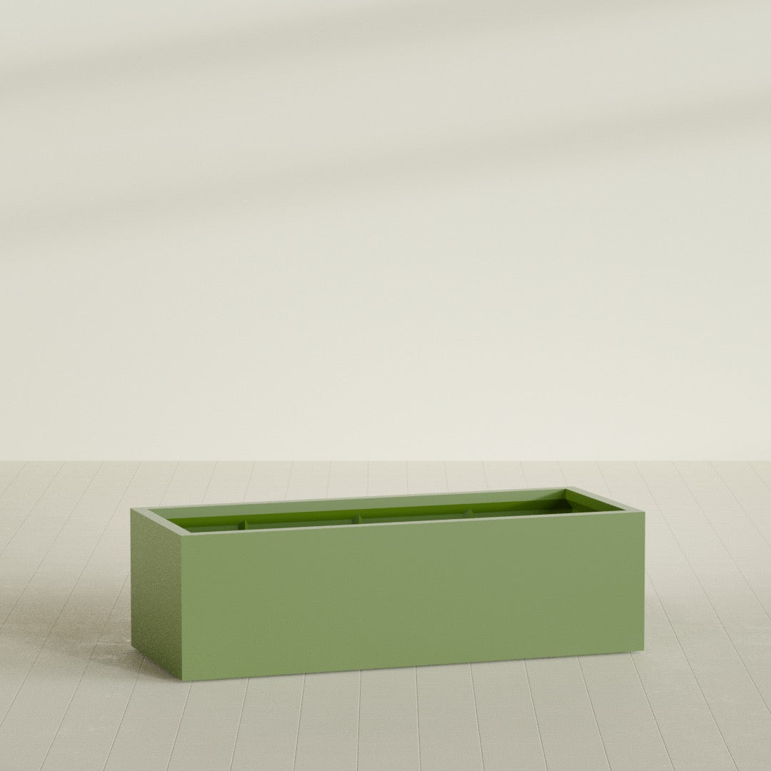 Torino Extra Large Wide Rectangle Fiberglass Planter - 60 in x 24 in x 18 in - Satin Green - Satin Green,60 in x 24 in x 18 in