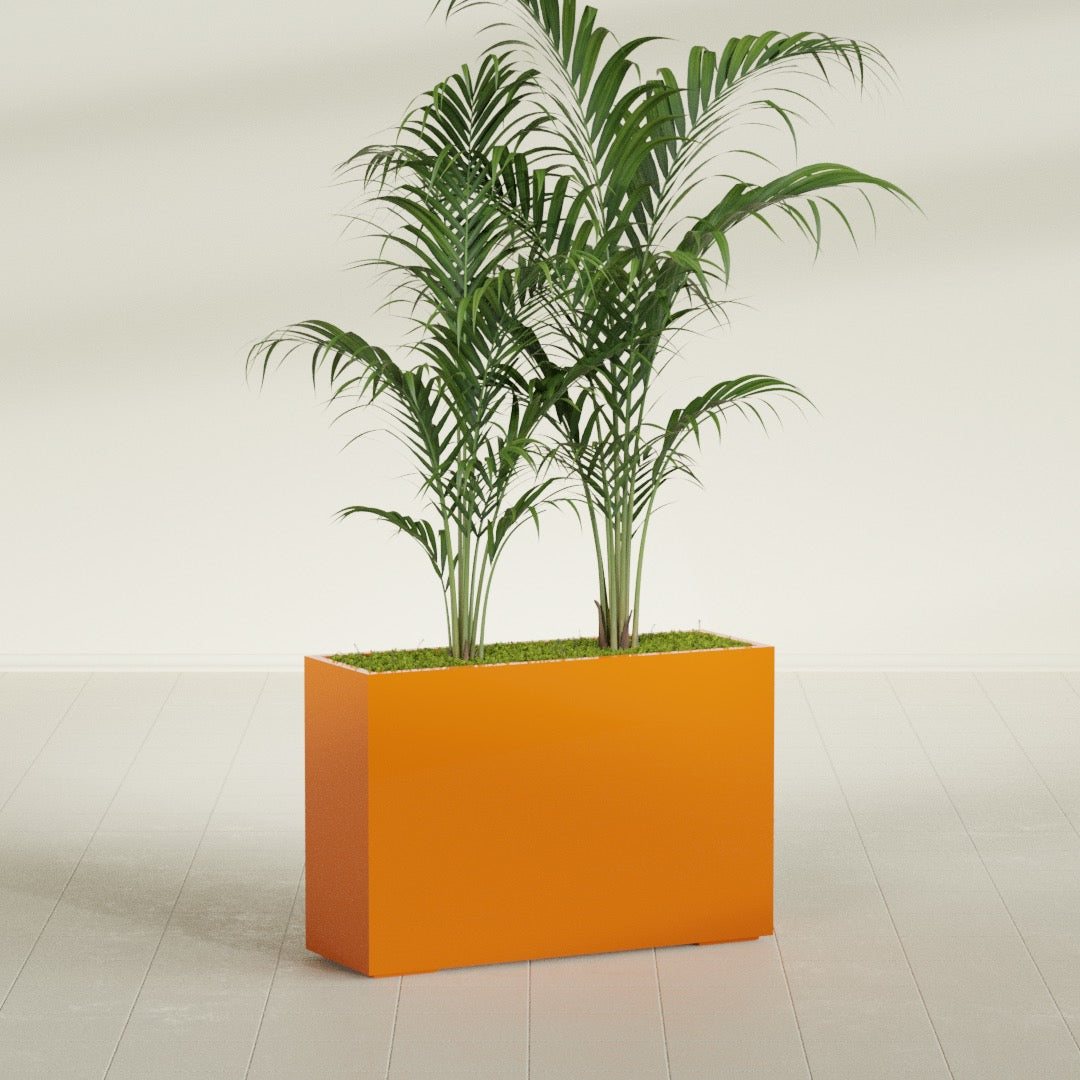 Potsdam Extra Large Long Rectangle Fiberglass Planter - 48 in x 16 in x 32 in - Gloss Tangerine - Gloss Tangerine,48 in x 16 in x 32 in