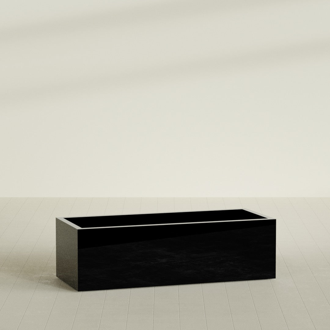 Torino Extra Large Wide Rectangle Fiberglass Planter - 60 in x 24 in x 18 in - Gloss Black - Gloss Black,60 in x 24 in x 18 in