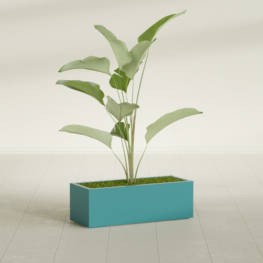 Cuba Large Long Rectangle Fiberglass Planter - 36 in x 14 in x 12 in - Satin Sea Foam - Satin Sea Foam,36 in x 14 in x 12 in