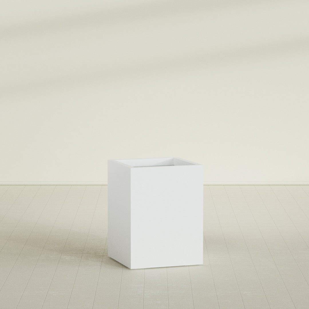 Brisbane Large Rectangle Fiberglass Planter - 24 in x 24 in x 32 in - Matte White - Matte White,24 in x 24 in x 32 in