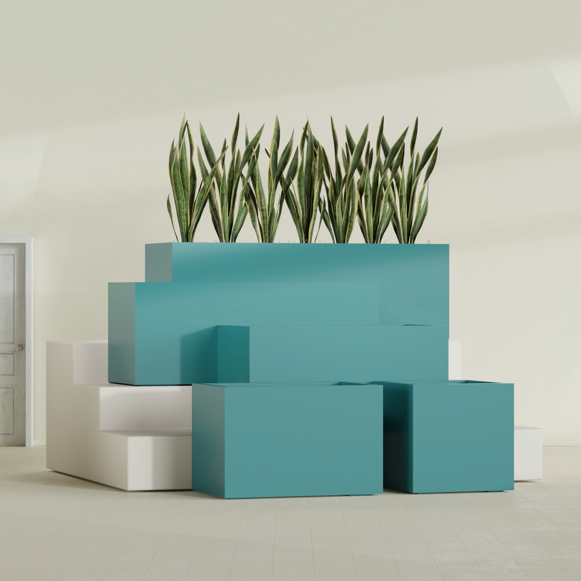 Granada Extra Large Long Rectangle Fiberglass Planter - 48 in x 24 in x 24 in - Satin Sea Foam - Satin Sea Foam,48 in x 24 in x 24 in