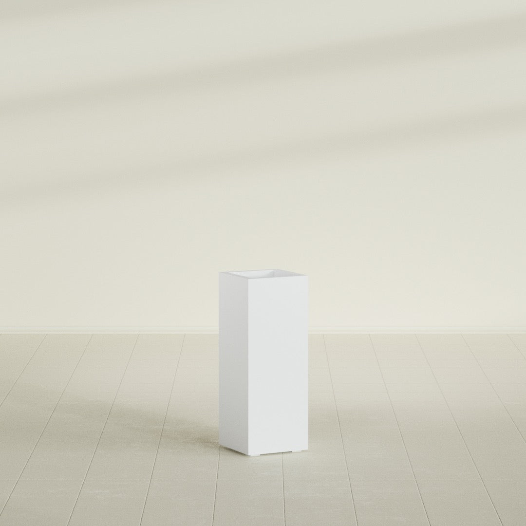 Delray Large Tall Rectangle Fiberglass Planter - 12 in x 12 in x 32 in - Gloss White - Gloss White,12 in x 12 in x 32 in