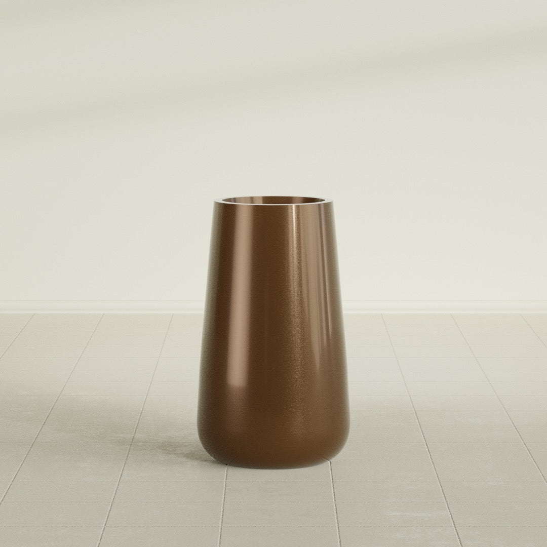 Saigon Large Tapered Round Planter - 16 in x 21 in x 36 in - Metallic Bronze - Metallic Bronze,16.4 in x 20.7 in x 36 in