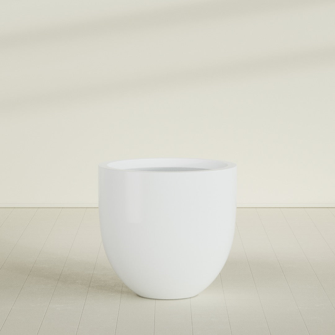 Alzira Large Round Fiberglass Planter - 36 in x 36 in x 34 in - Matte White - Matte White,36 in x 36 in x 34 in