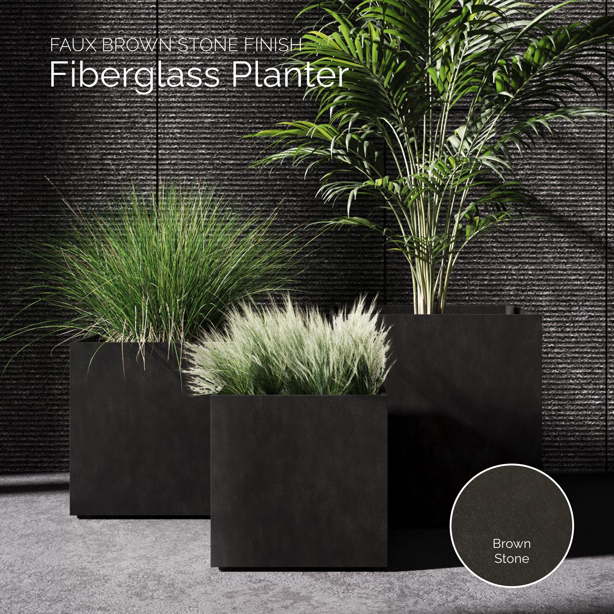 Reglito Cube Planter - 23.5 in x 23.5 in x 24.25 in - Brown Stone - Brown Stone,23.5 in x 23.5 in x 24.25 in - Brown Stone,23.5 in x 23.5 in x 24.25 in - Brown Stone,23.5 in x 23.5 in x 24.25 in - Brown Stone,23.6 in x 23.6 in x 24.2 in