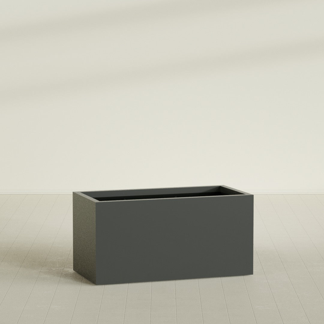 Granada Extra Large Long Rectangle Fiberglass Planter - 48 in x 24 in x 24 in - Matte Charcoal - Matte Charcoal,48 in x 24 in x 24 in