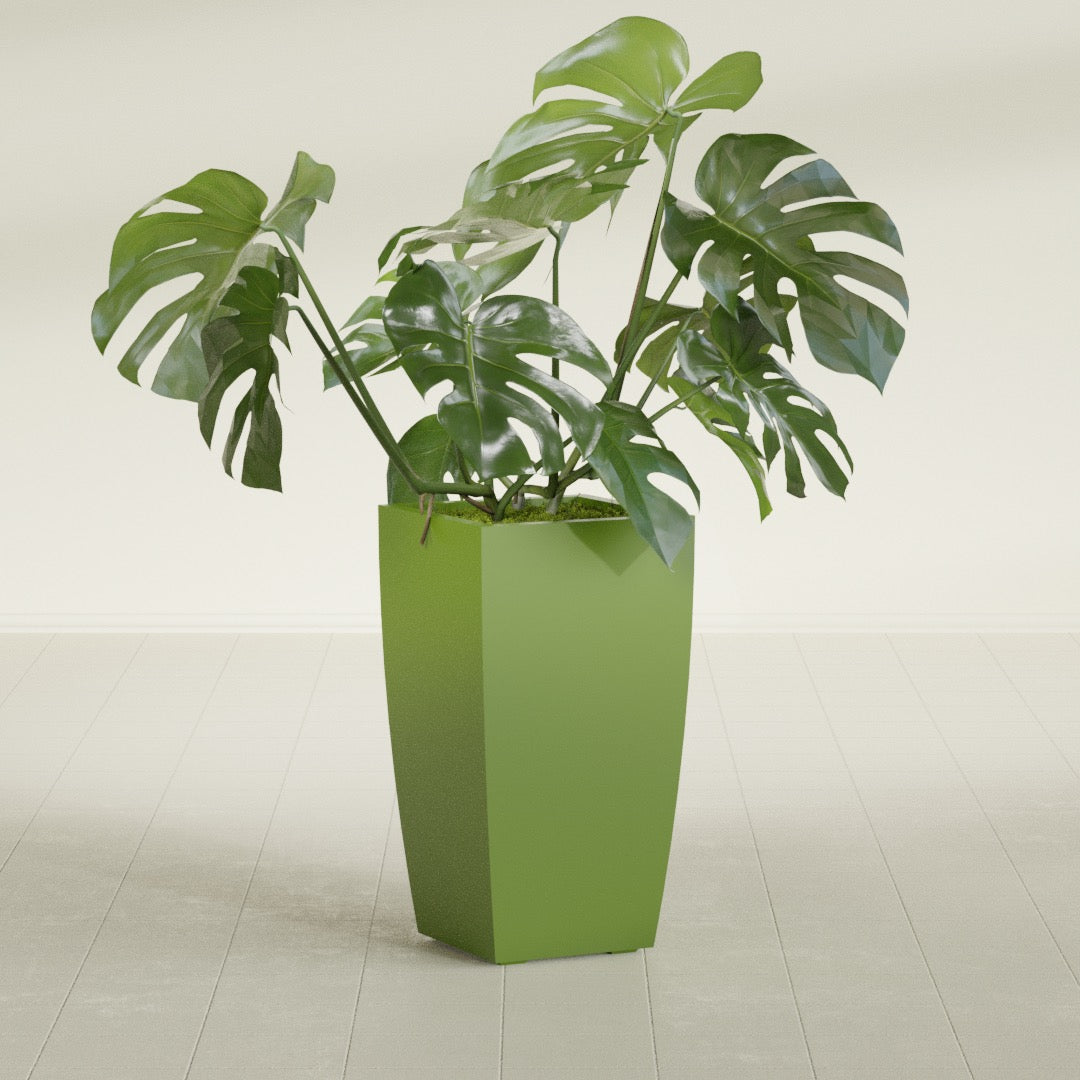 Toulan Large Tall Tapered Square Fiberglass Planter - 16 in x 16 in x 30 in - Satin Green - Satin Green,16 in x 16 in x 30 in