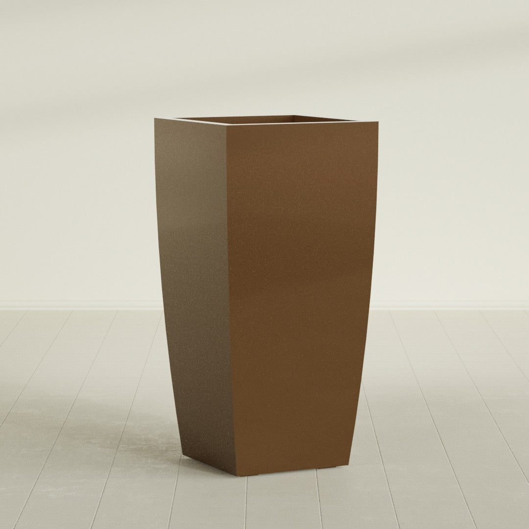 Toulan Extra Large Tall Tapered Square Fiberglass Planter - 23 in x 23 in x 48 in - Metallic Bronze - Metallic Bronze,23 in x 23 in x 48 in