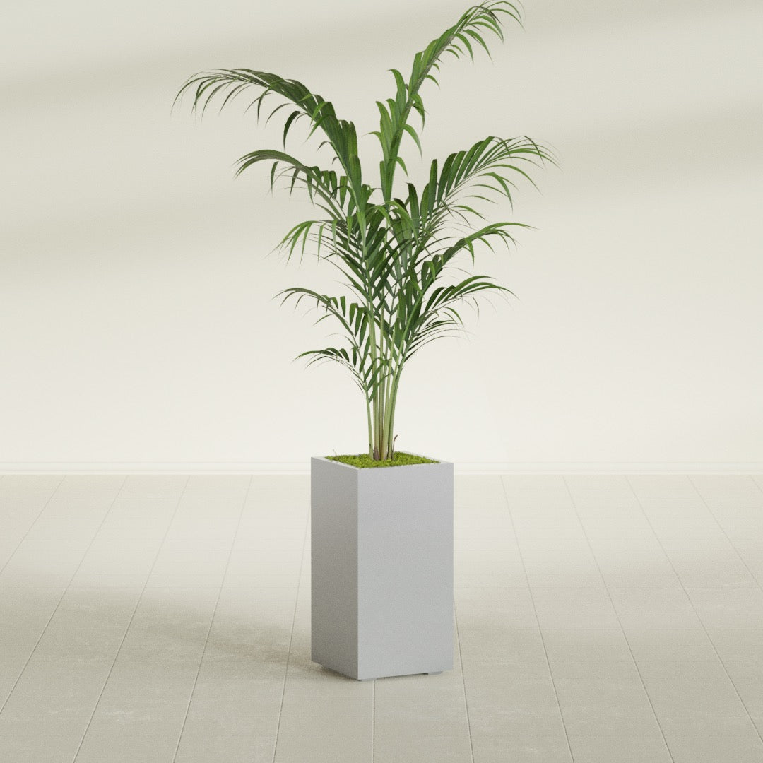 Potsdam Large Tall Rectangle Fiberglass Planter - 16 in x 16 in x 32 in - Metallic Silver - Metallic Silver,16 in x 16 in x 32 in