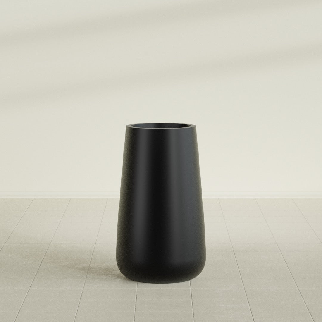 Saigon Extra Large Tapered Round Planter - 19 in x 24 in x 42 in - Matte Black - Matte Black,19.2 in x 24.2 in x 42 in