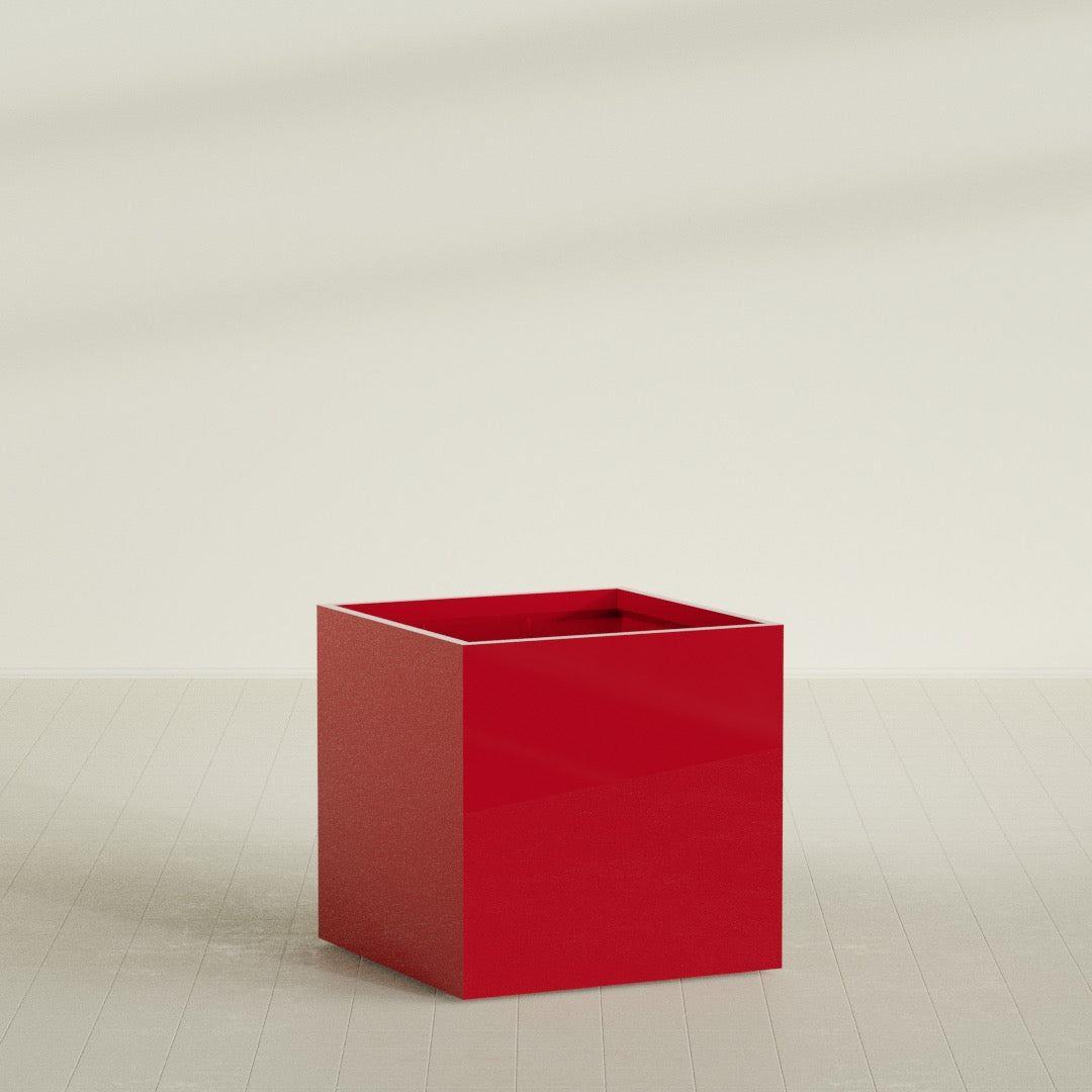 Montroy Large Cube Square Fiberglass Planter - 40 in x 40 in x 40 in - Gloss Red - Gloss Red,40 in x 40 in x 40 in