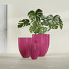 Alicante Small Round Fiberglass Planter - 15 in x 15 in x 21 in - Gloss Pink Violet - Gloss Pink Violet,15 in x 15 in x 21 in