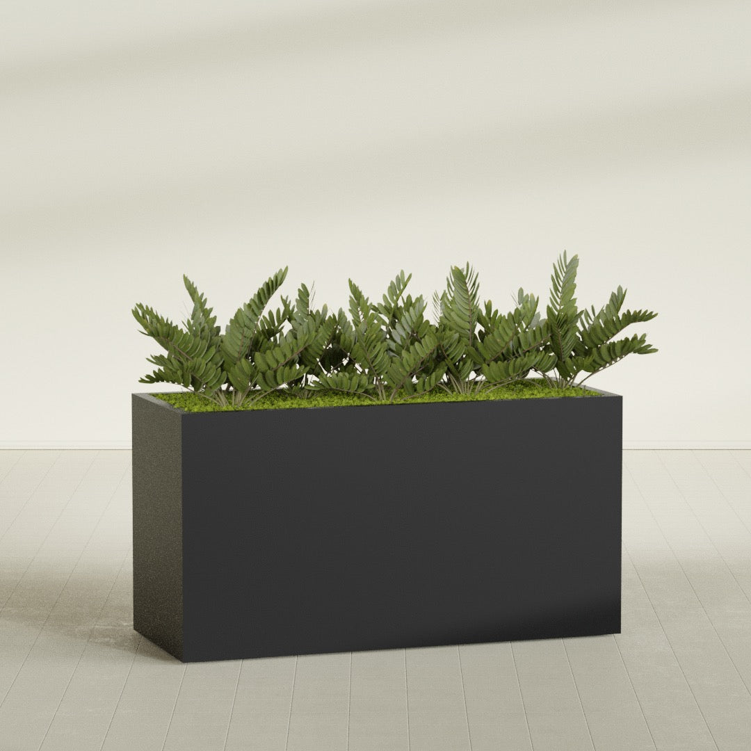 Brisbane Extra Large Long Rectangle Fiberglass Planter - 60 in x 24 in x 32 in - Matte Black - Matte Black,60 in x 24 in x 32 in