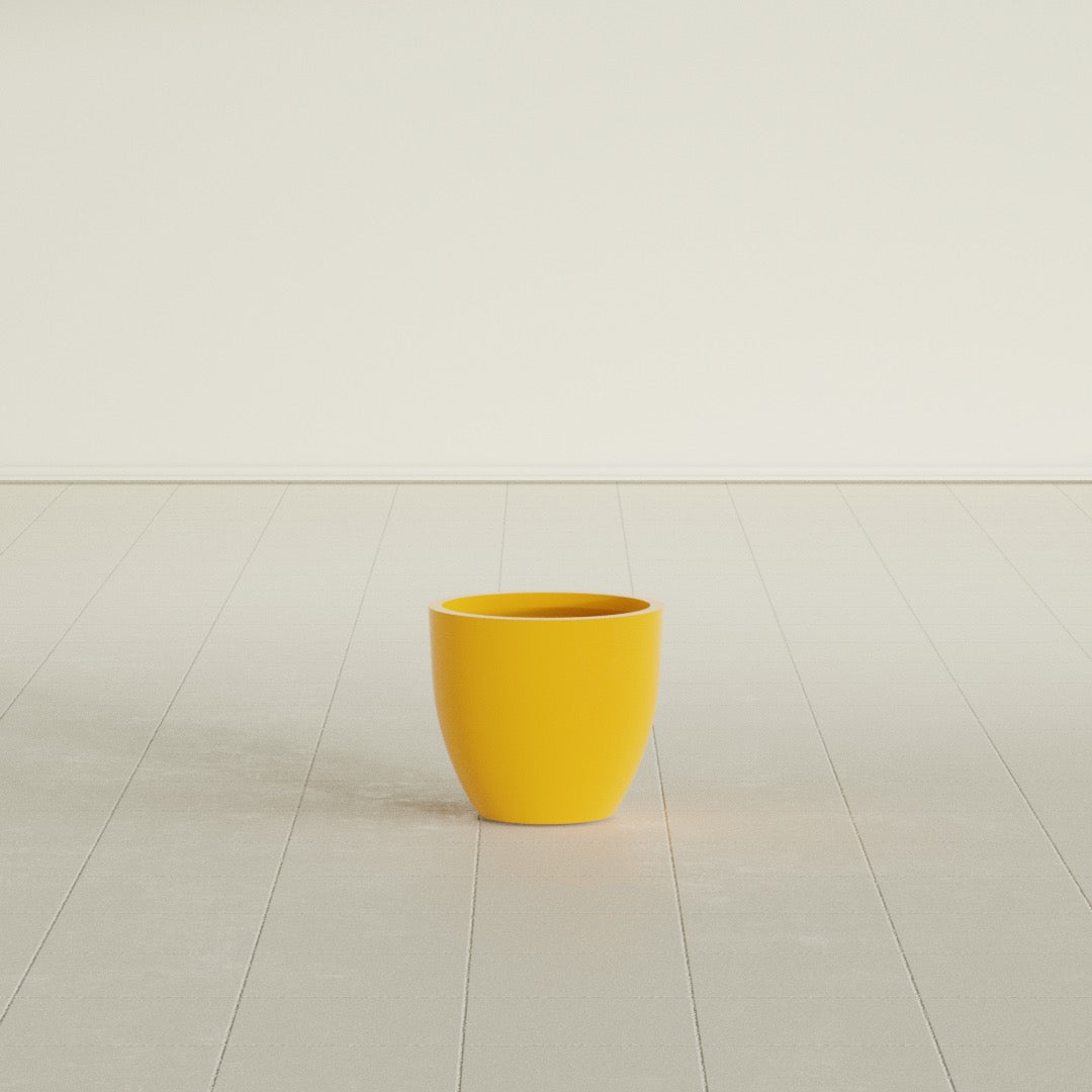 Wannsee Small Round Fiberglass Planter - 15 in x 15 in x 13 in - Gloss Saffron - Gloss Saffron,15 in x 15 in x 13 in