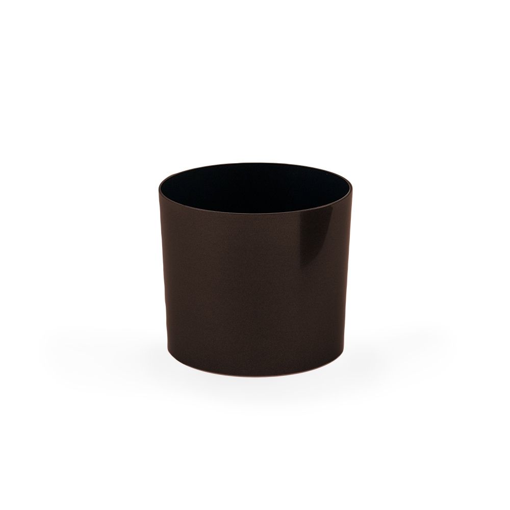 Small Round Metallic Plastic Planter - 12 in x 12 in x 7 in - Brushed Espresso