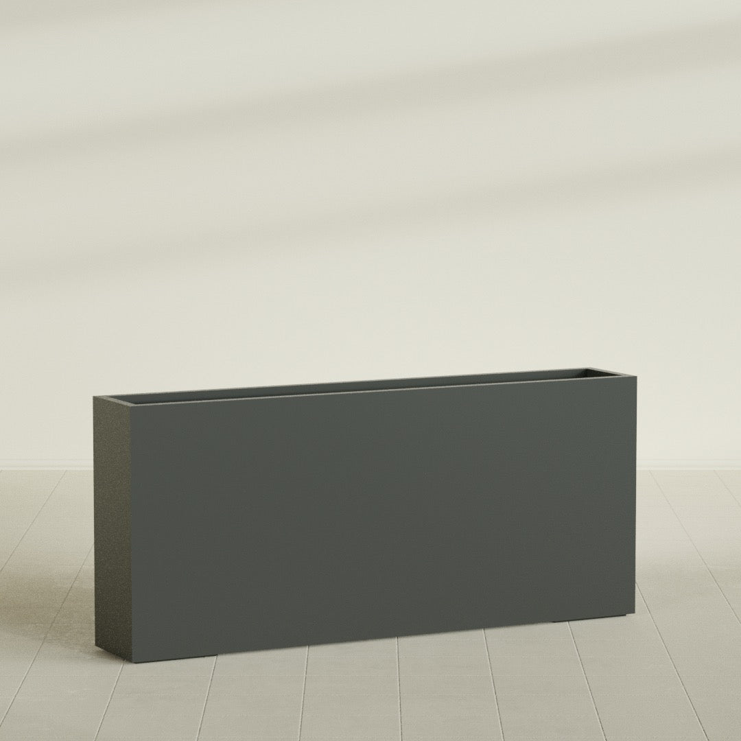 Delray Extra Large Long Rectangle Fiberglass Planter - 72 in x 12 in x 32 in - Matte Charcoal - Matte Charcoal,72 in x 12 in x 32 in