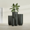 Saint Tropez Extra Large Tall Round Fiberglass Planter - 28 in x 28 in x 60 in - Matte Charcoal - Matte Charcoal,28 in x 28 in x 60 in