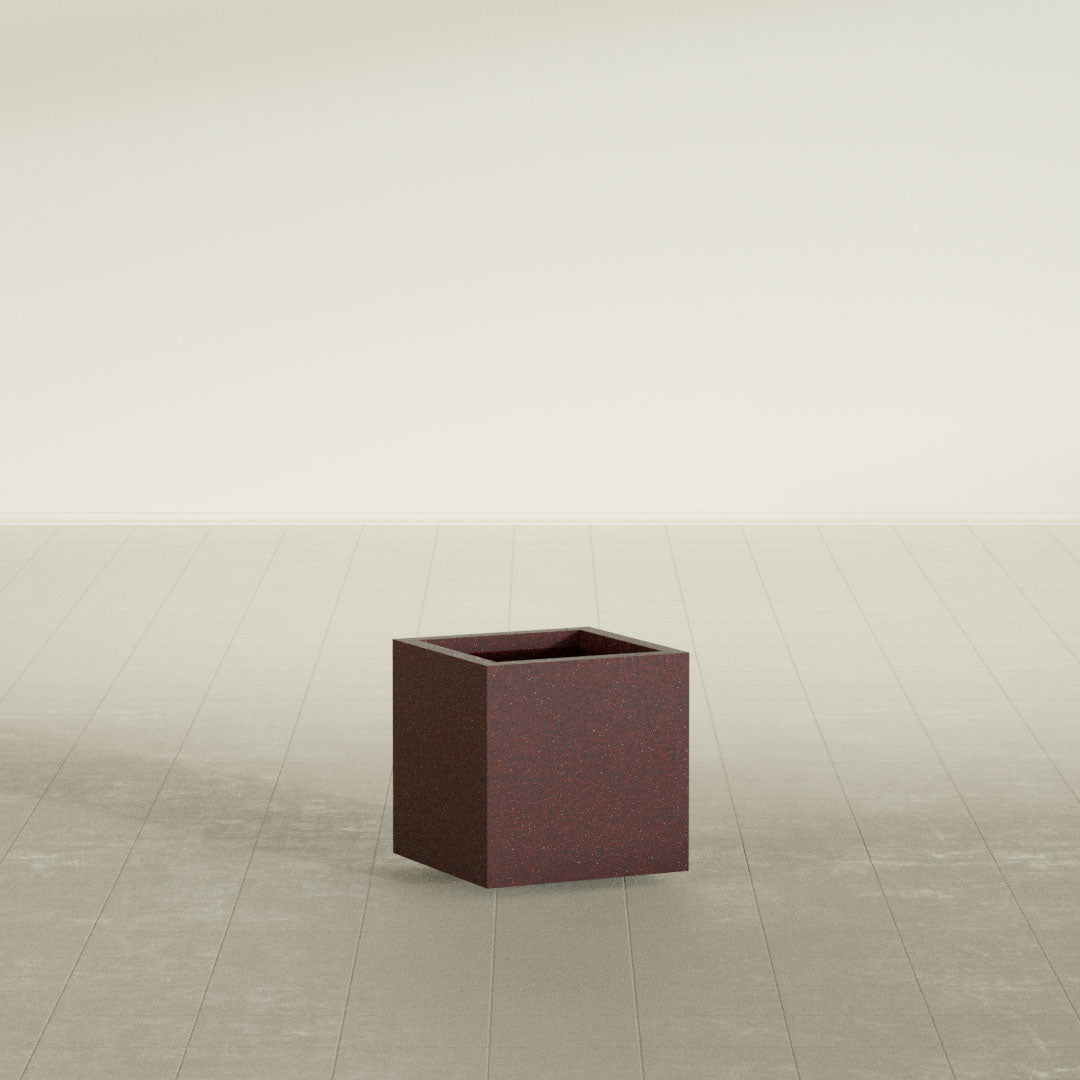 ProTone Fiberglass Premium Finish Small Cube Square Planter - 16 in x 16 in x 16 in - Weathered Steel - Rust - Weathered Steel - Rust,16 in x 16 in x 16 in