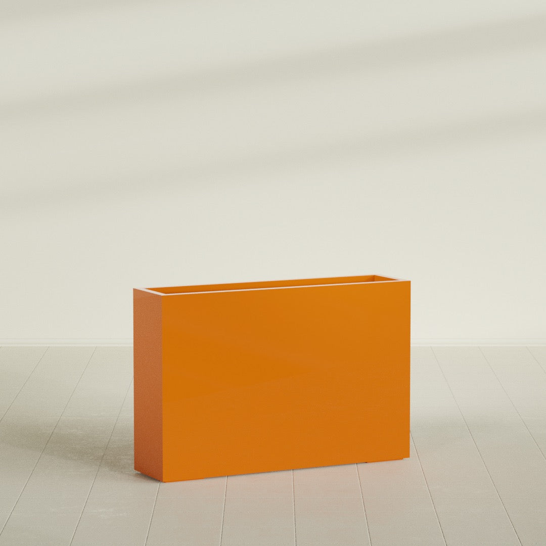Delray Extra Large Long Rectangle Fiberglass Planter - 48 in x 12 in x 32 in - Gloss Tangerine - Gloss Tangerine,48 in x 12 in x 32 in
