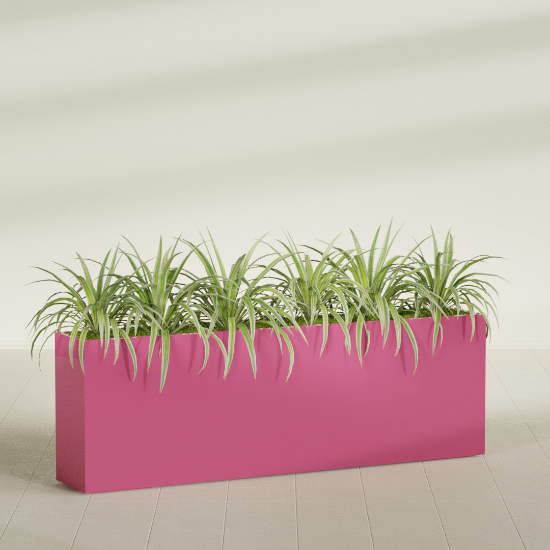 Hollywood Extra Large Narrow Rectangle Fiberglass Planter - 72 in x 12 in x 24 in - Gloss Pink Violet - Gloss Pink Violet,72 in x 12 in x 24 in