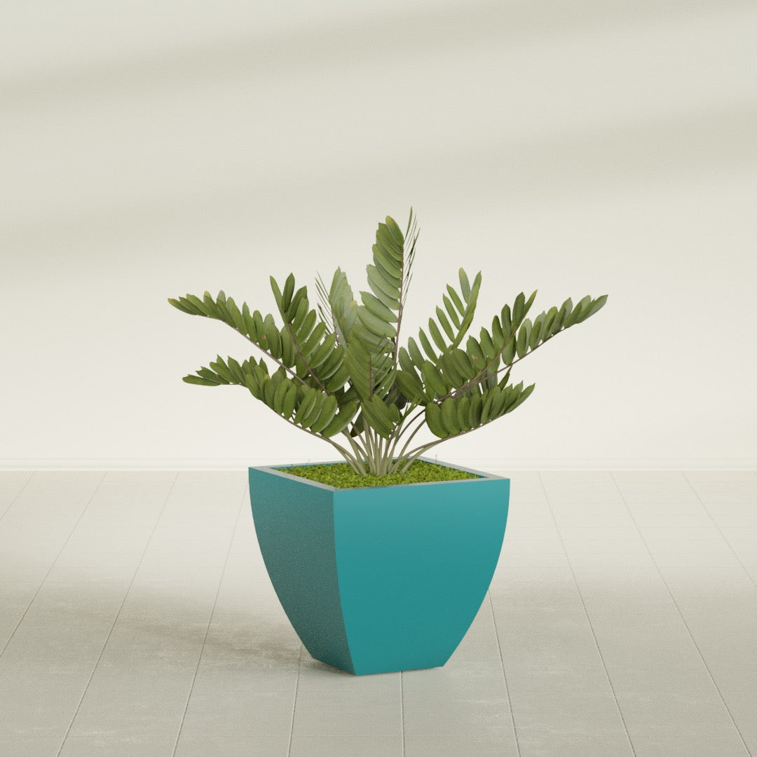 Lima Medium Tapered Square Fiberglass Planter - 20 in x 20 in x 20 in - Satin Sea Foam - Satin Sea Foam,20 in x 20 in x 20 in