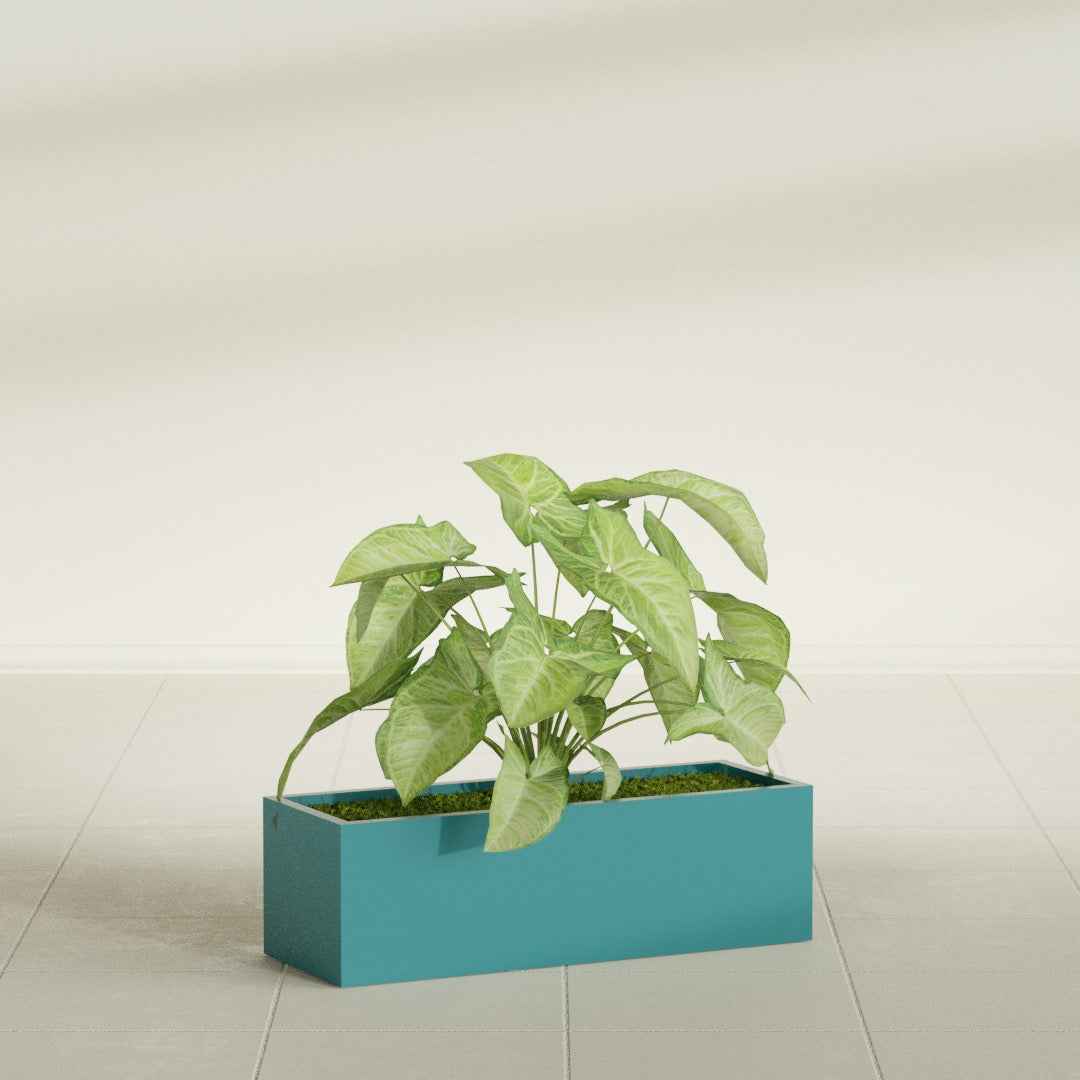 Reade Small Tabletop Rectangle Fiberglass Planter - 14 in x 5 in x 4.3 in - Satin Sea Foam - Satin Sea Foam,14 in x 5 in x 4.3 in