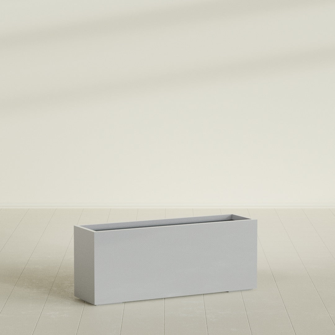Tolga Extra Large Long Rectangle Fiberglass Planter - 60 in x 16 in x 24 in - Metallic Silver - Metallic Silver,60 in x 16 in x 24 in