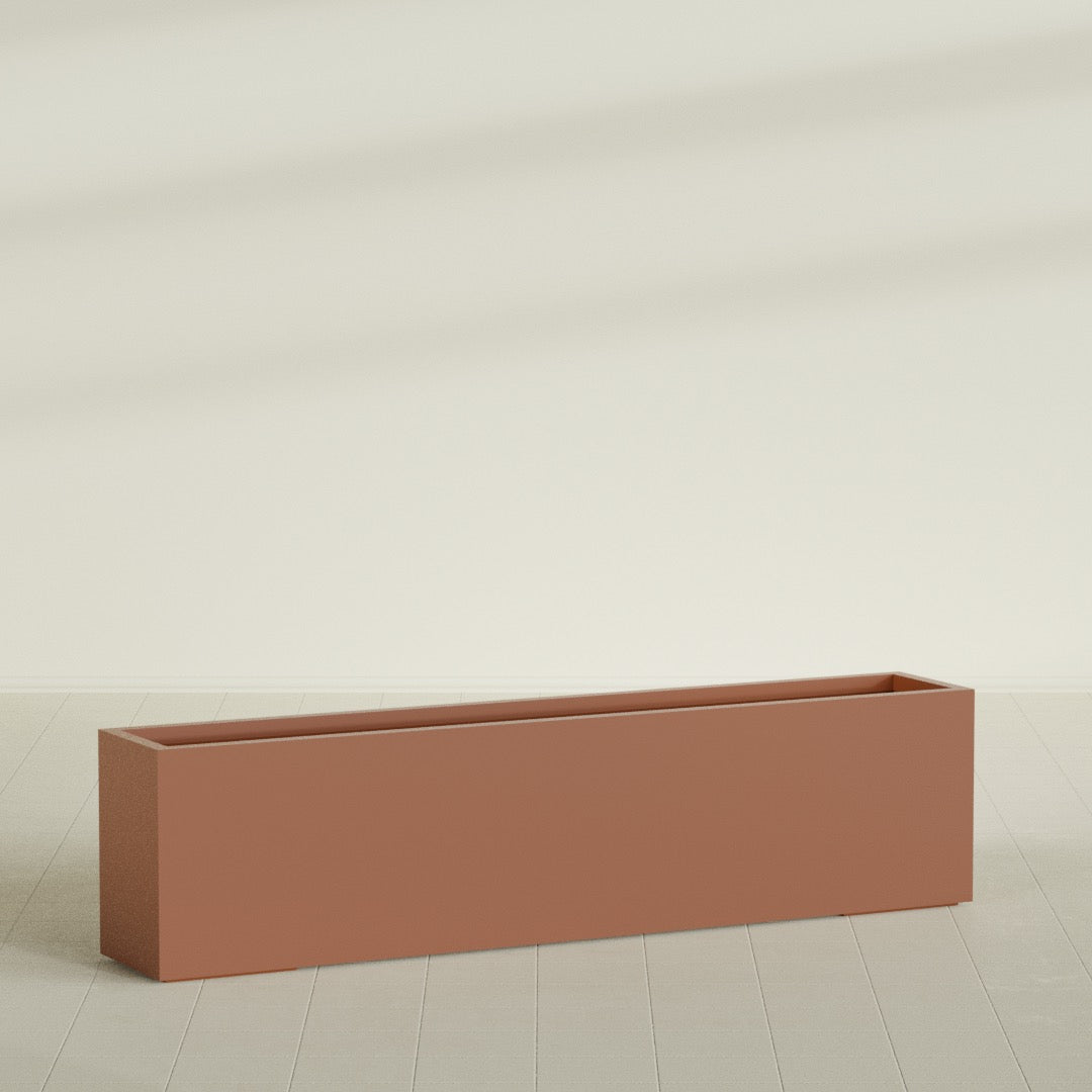 Miami Extra Large Narrow Rectangle Fiberglass Planter - 72 in x 12 in x 18 in - Matte Terracotta - Matte Terracotta,72 in x 12 in x 18 in
