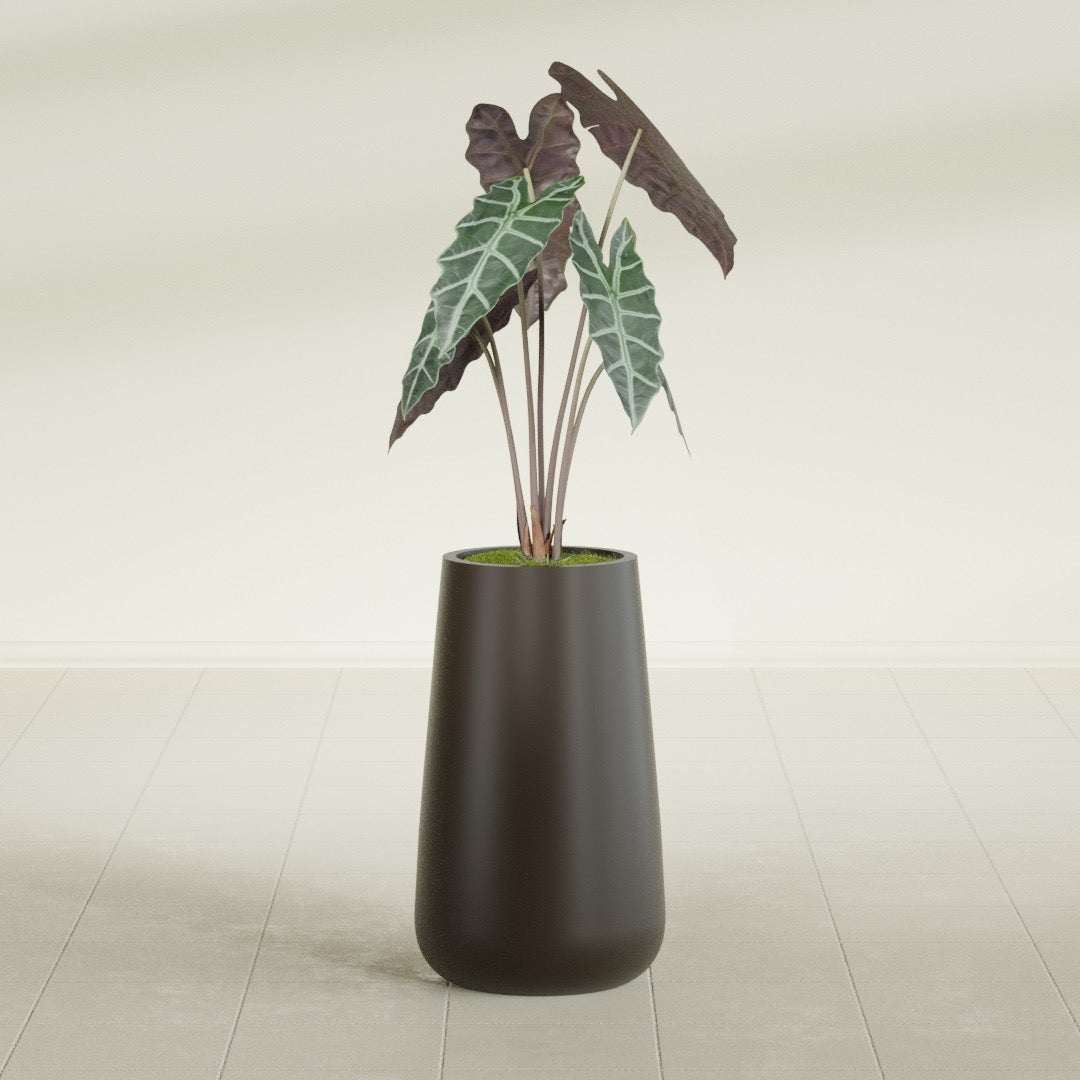 Saigon Large Tapered Round Planter - 14 in x 14 in x 30 in - Matte Brown - Matte Brown,13.7 in x 13.7 in 30 in