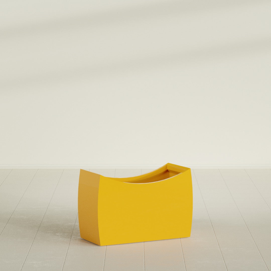 Seoul Large Curved Abstract Fiberglass Planter - 36 in x 16 in x 24 in - Gloss Saffron - Gloss Saffron,36 in x 16 in x 24 in