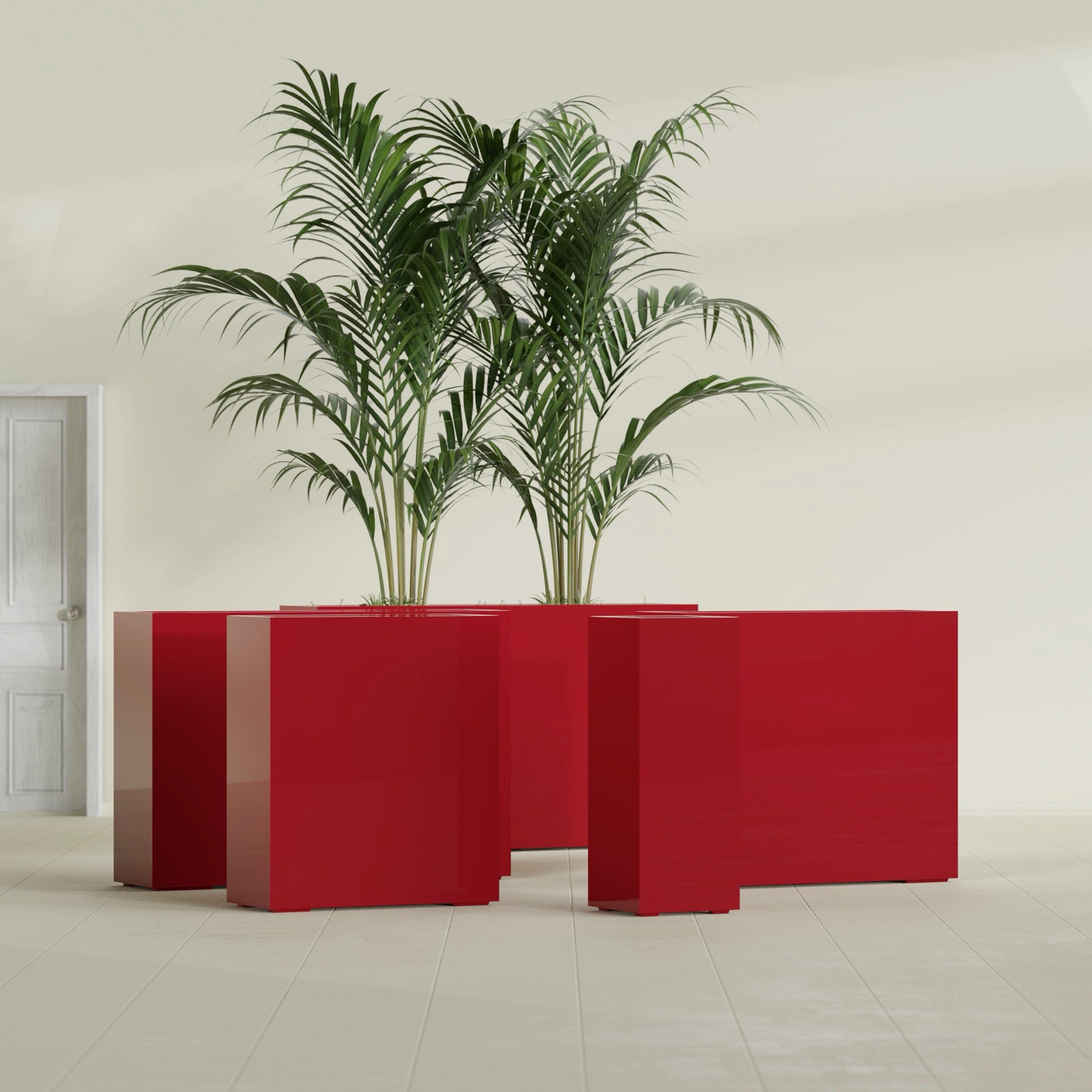 Perth Extra Large Long Rectangle Fiberglass Planter - 60 in x 16 in x 42 in - Gloss Red - Gloss Red,60 in x 16 in x 42 in