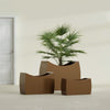 Seoul Large Curved Abstract Fiberglass Planter - 32 in x 12 in x 18 in - Metallic Bronze - Metallic Bronze,32 in x 12 in x 18 in