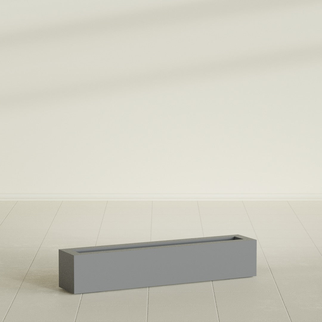 Salon Large Tall Rectangle Fiberglass Planter - 42 in x 8 in x 8 in - Metallic Gunmetal - Metallic Gunmetal,42 in x 8 in x 8 in