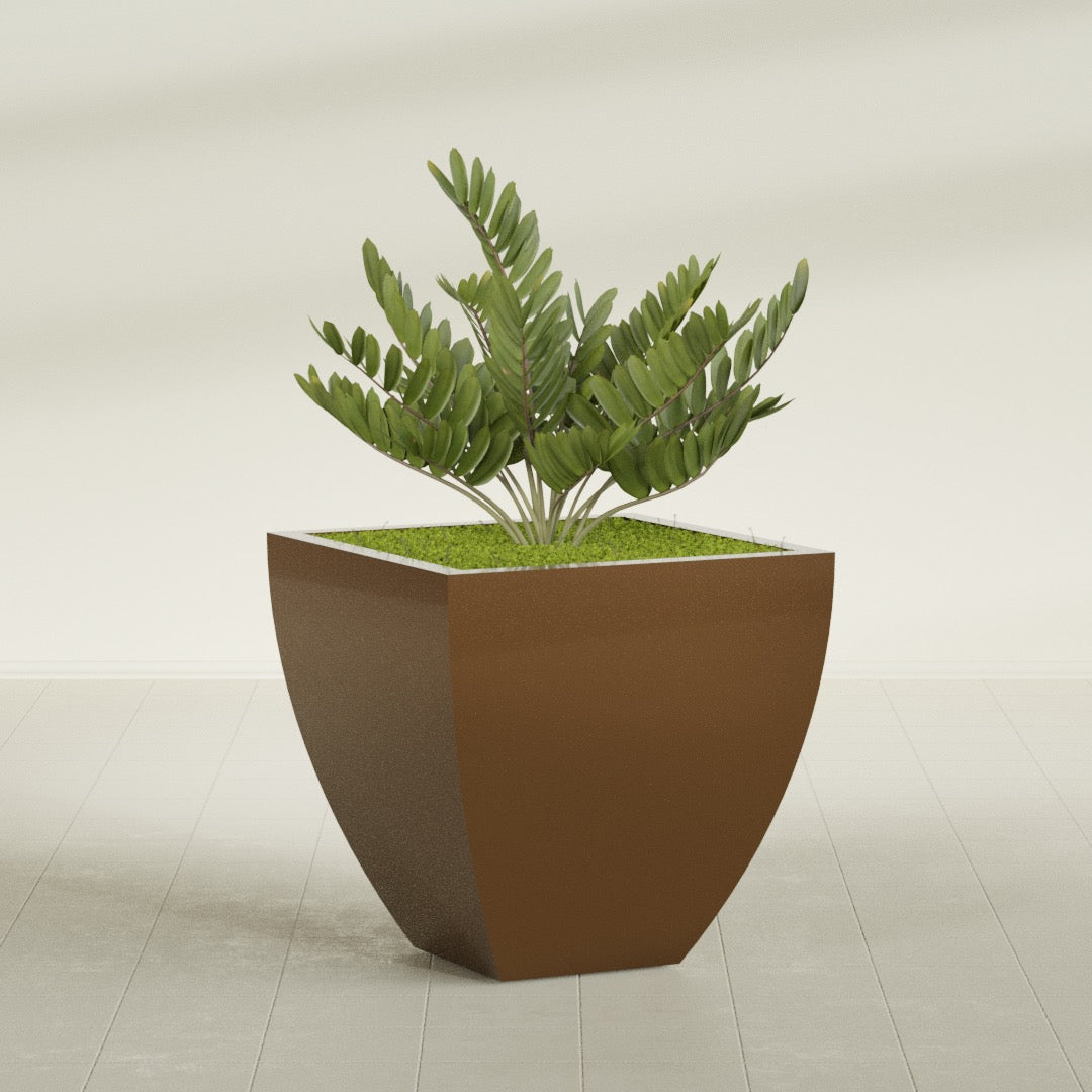 Lima Large Tapered Square Fiberglass Planter - 30 in x 30 in x 30 in - Metallic Bronze - Metallic Bronze,30 in x 30 in x 30 in