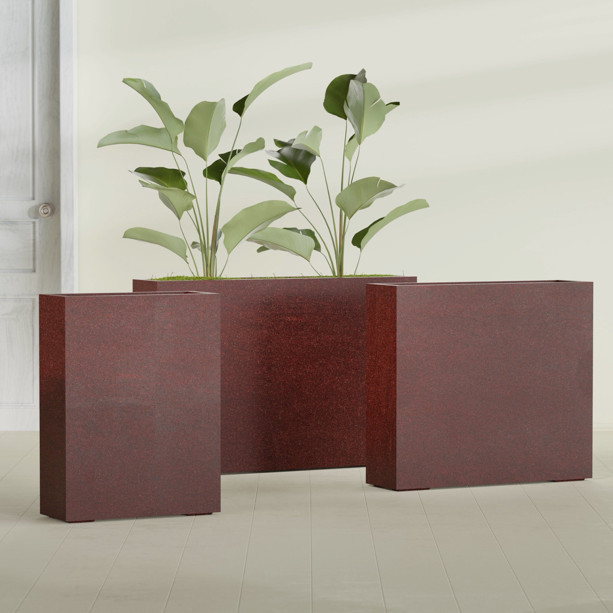 10"-Wide Rectangle - 36in x 10in x 32in - Weathered Steel - Rust - Weathered Steel - Rust,36 in x 10 in x 32 in