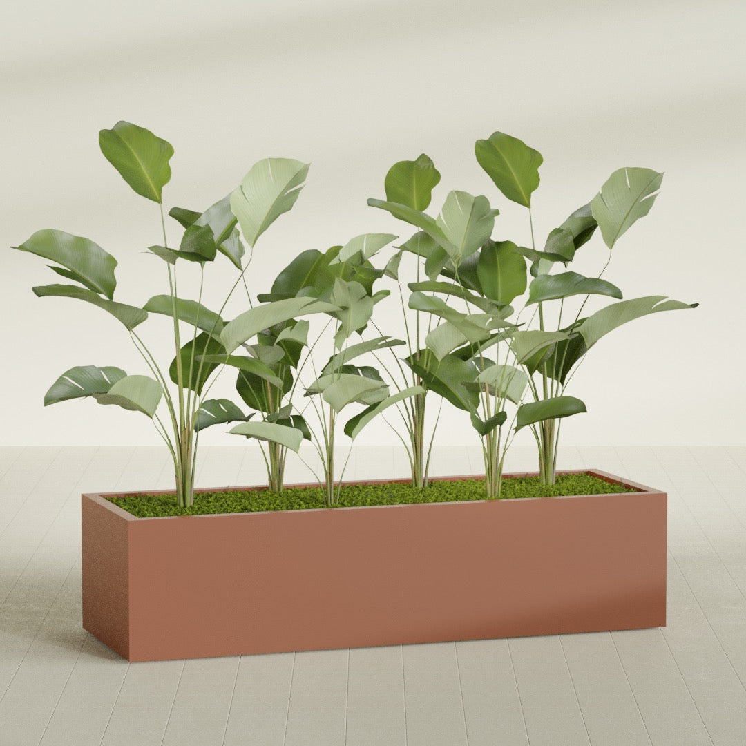Torino Extra Large Wide Rectangle Fiberglass Planter - 72 in x 24 in x 18 in - Matte Terracotta - Matte Terracotta,72 in x 24 in x 18 in